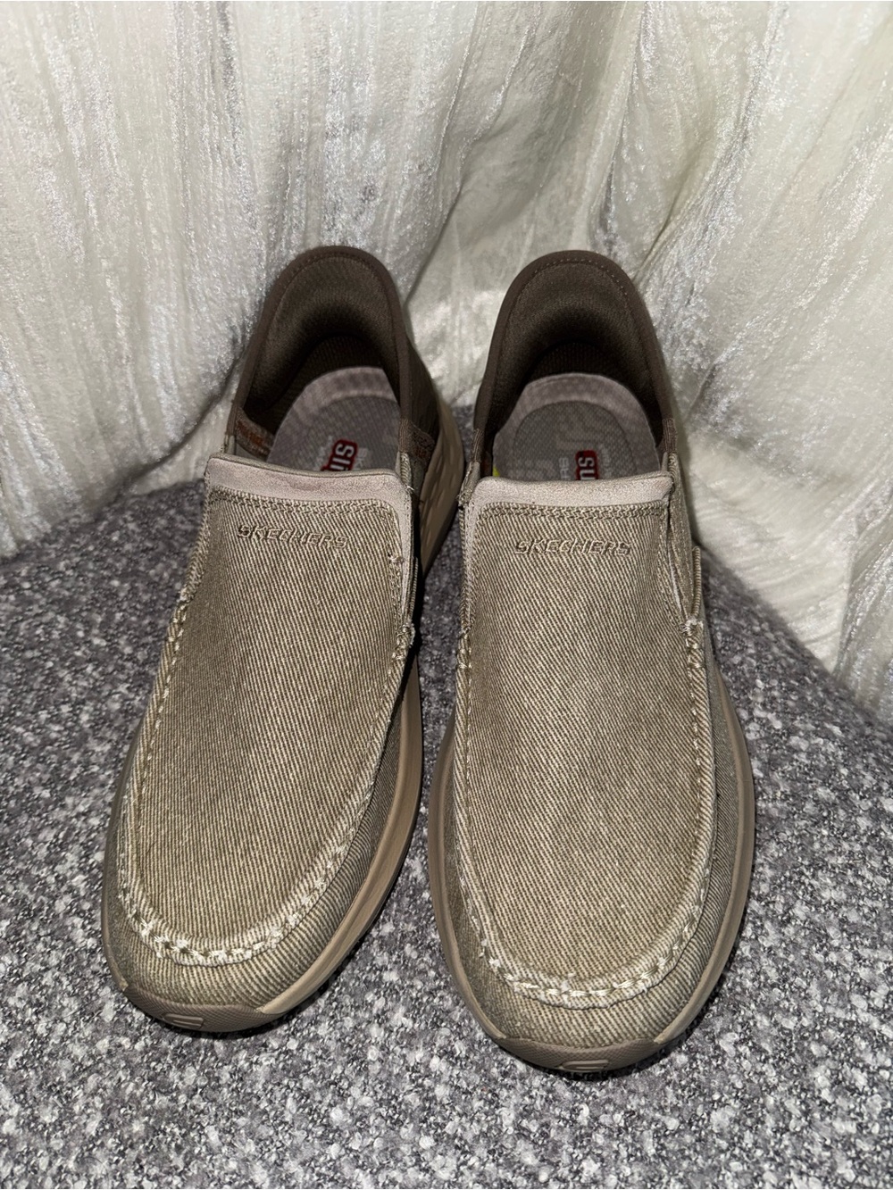 Skechers Men's Taupe Canvas Slip-On Loafers